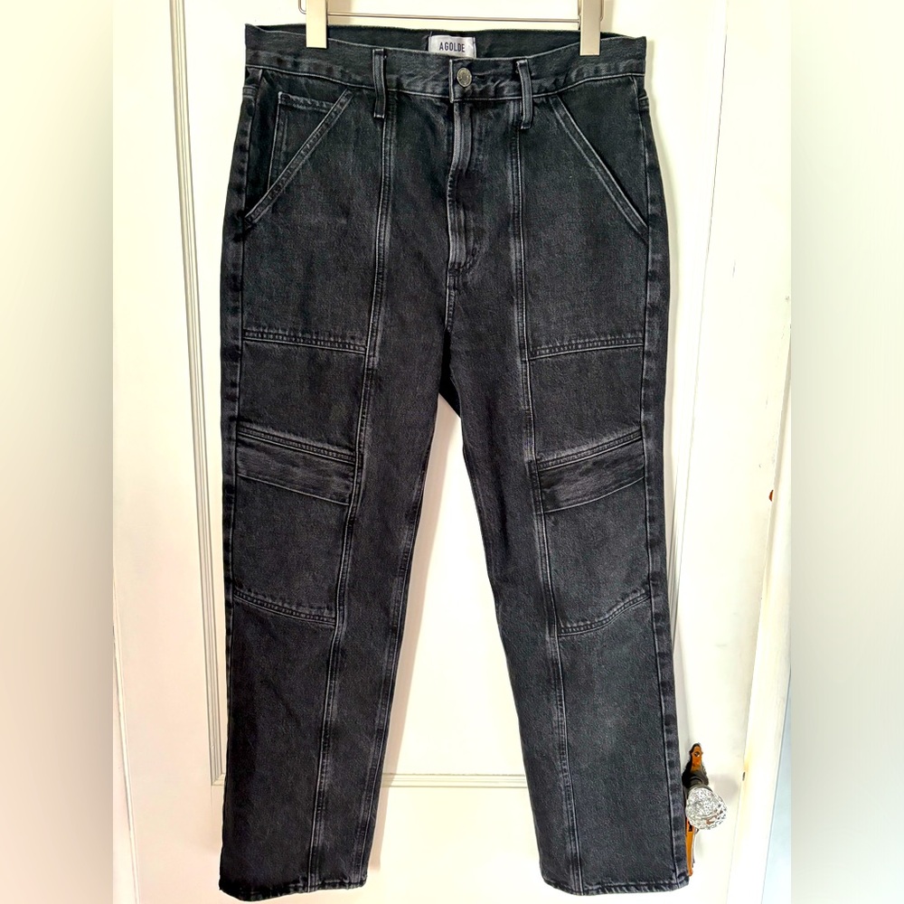 AGOLDE Black Washed Utility Jeans